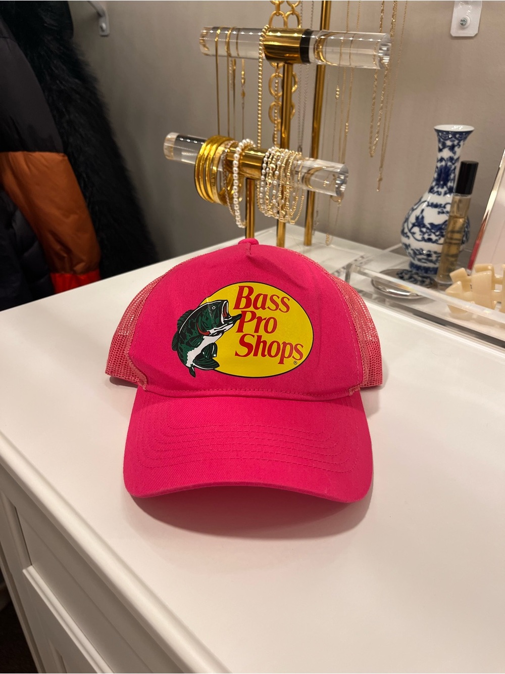 Bass Pro Shops Hot Pink and Yellow Logo Trucker Hat